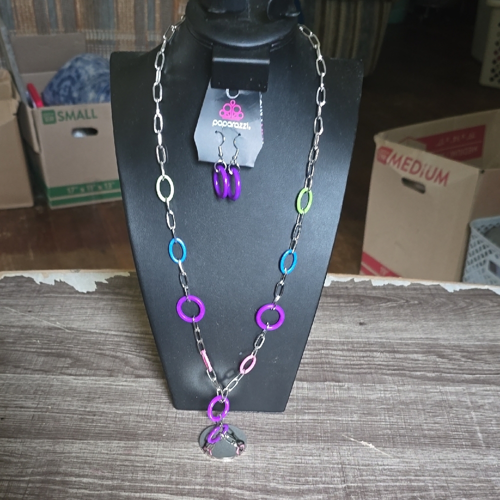 Paparazzi Vibrant Silver Necklace with Colorful Accents